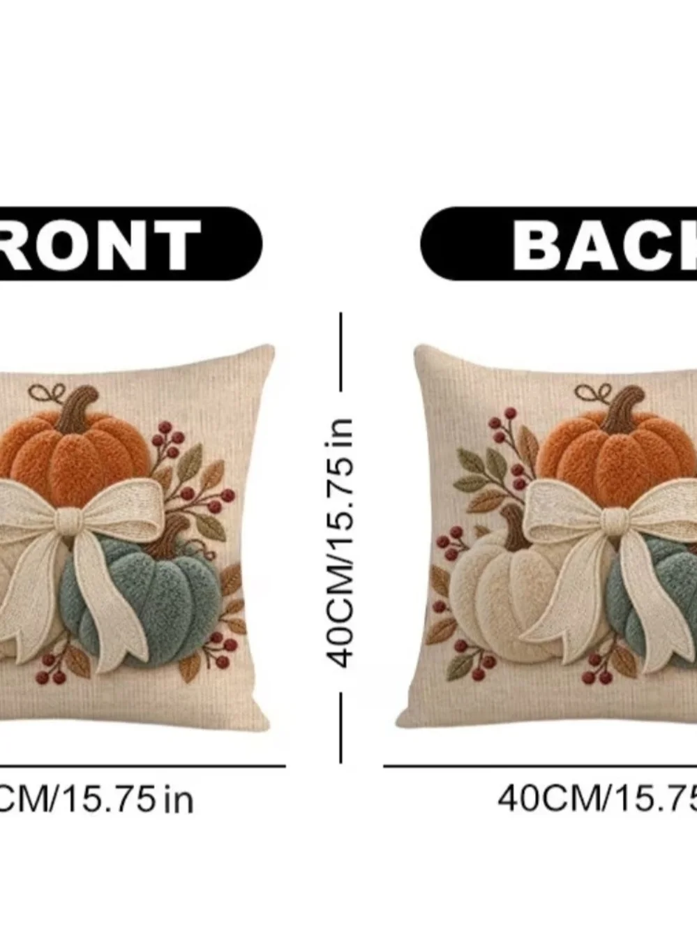 Cozy Fall Pumpkin Pillow Cover in Orange, Cream & Teal